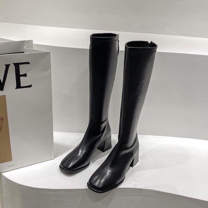 Boot Nữ Bốt Đùi Da Khoá Sau Gót Vuông 5cm | BigBuy360 - bigbuy360.vn