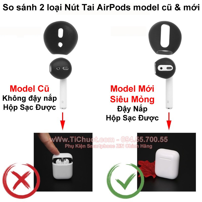 [Siêu Mỏng] Nút cao su bọc Tai Nghe Apple AirPods [Đậy Nắp Hộp Sạc Được]