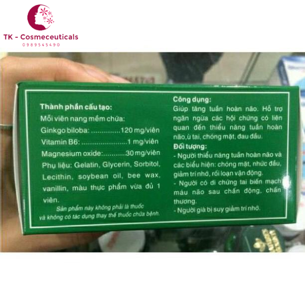 Viên Uống Bổ Não GINKGO BILOBA 120MG Hỗ Trợ Hoạt Huyết, Giúp Tăng Cường Tuần Hoàn Não - Hộp 100 Viên