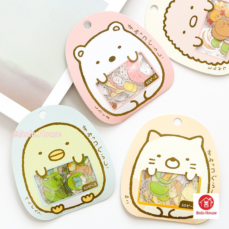 Set 50 sticker dán trang trí số lưu niệm hình gấu dễ thương - BALO HOUSE