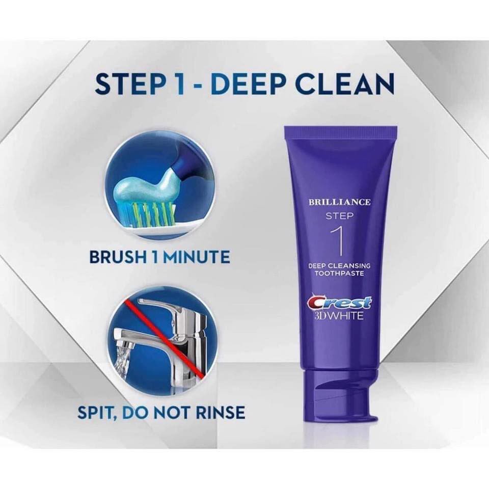 SET TRẮNG RĂNG CREST 3D BRILLIANCE TWO-STEP TOOTHPASTE HÀNG MỸ