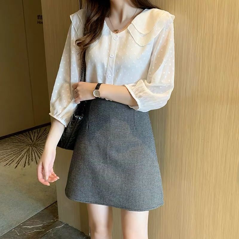 Áo Chiffon Tay Lửng Dáng Rộng Cho Nữ 2021