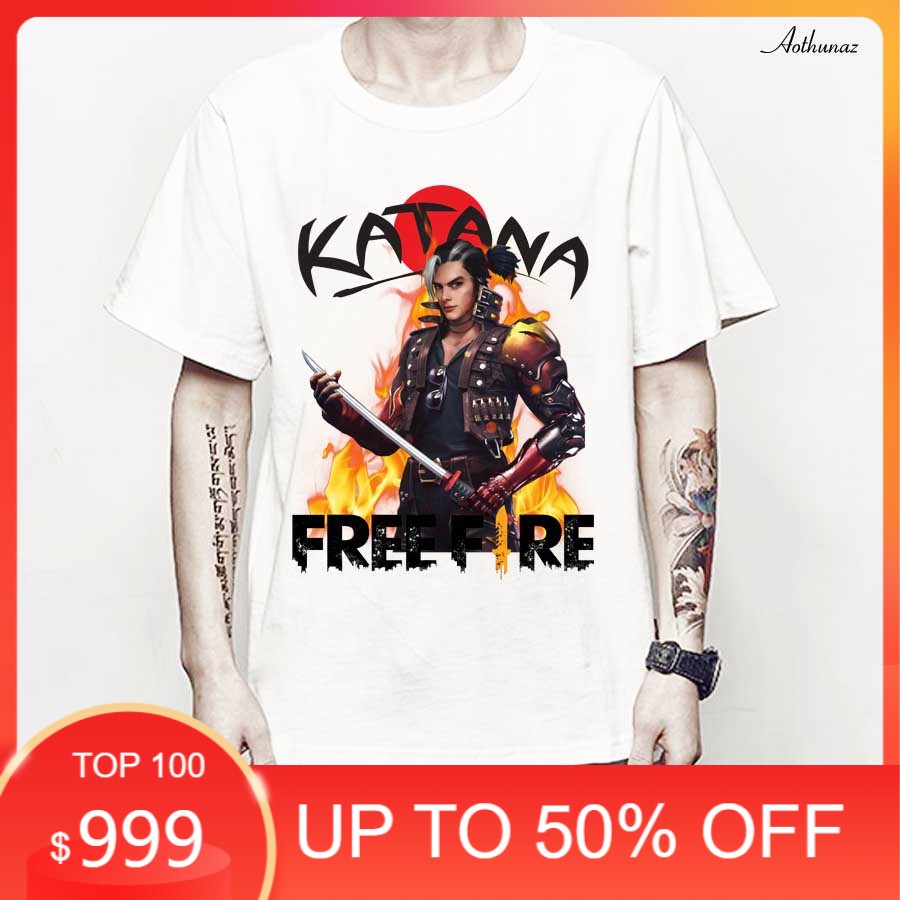 NEW - Áo thun in hình Free Fire Hayato cầm Katana Kiếm Nhật