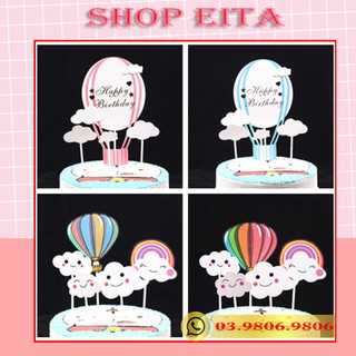 Topper cắm khí cầu mây trang trí bánh kem, trang trí bánh sinh nhật
