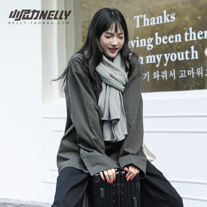 Áo sơ mi tay dài  Nelly Heybig form rộng dành cho nam và nữ 55