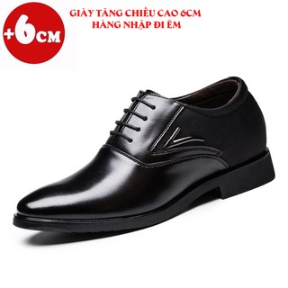 Giày tây tăng chiều cao 6cm - da bò thuộc nhập khẩu - mẫu công sở hot 2019
