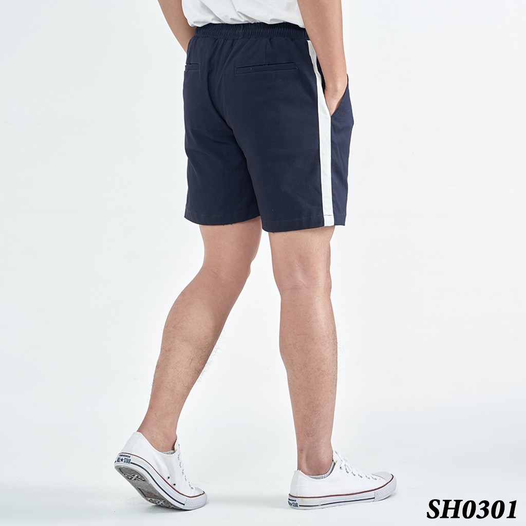 Quần Short Nam ROUGH Phối Kẻ Trắng Hàn Quốc, Chất Kaki Co Giãn | BigBuy360 - bigbuy360.vn