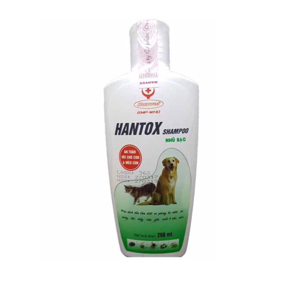 Sữa tắm sạch ve ghẻ, bọ chét chó mèo - Hantox Xanh 200ml