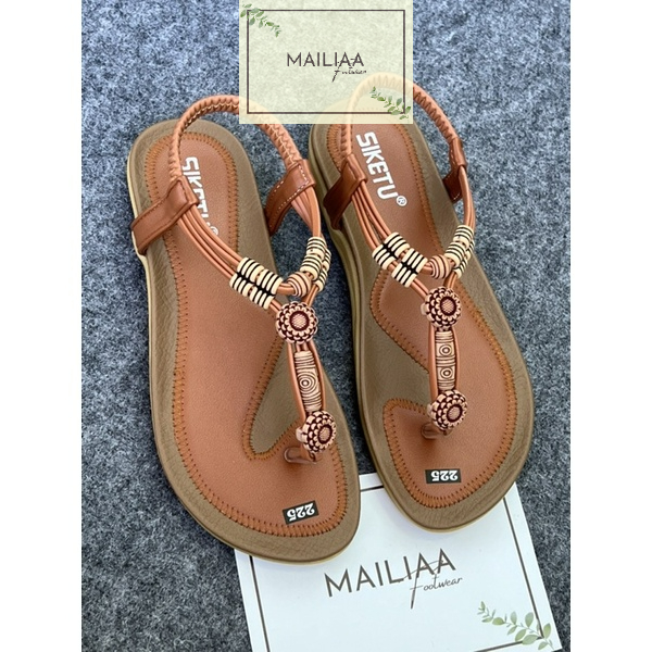 Sandal nữ xỏ ngón, sandal thổ cẩm nữ, sandal đi biển nữ MAILIAA quai kẹp thổ cẩm đế mềm đi biển, đi học, đi du lịch