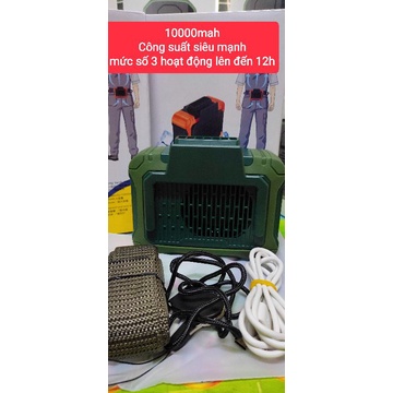 Quạt mini đeo cổ tích điện , Mini Cầm Tay Đeo thắt lưng YDFG pin 10000Mah có cổng sạc ĐT