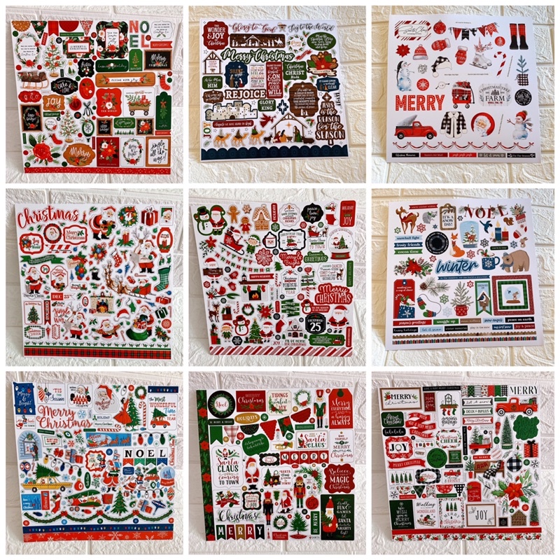 Sticker lẻ không dán Decal chủ đề Noel - Giáng Sinh dùng trang trí love box , khung ảnh nổi - Định lượng 250gsm
