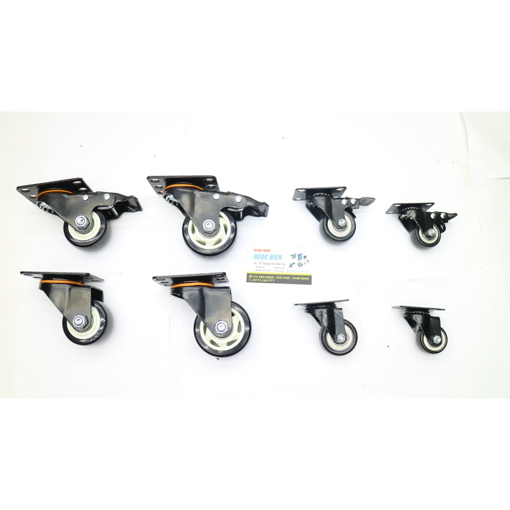 [RẺ VÔ ĐỊCH] Bánh xe đen viền 4cm,5cm,6cm,7cm Loại Tốt - Có Khóa Chống Trượt Xoay