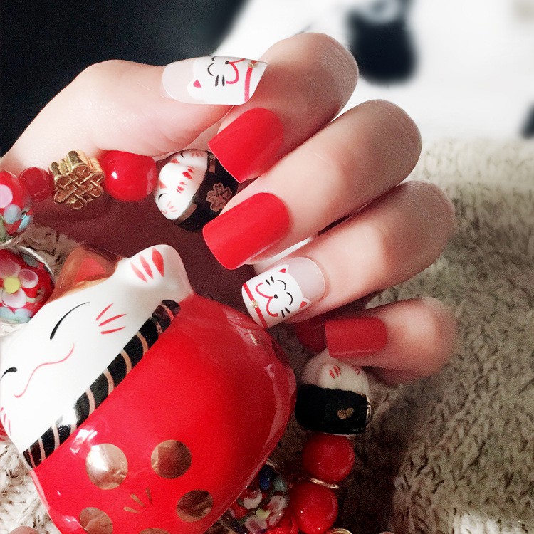 [Hàng mới về] Bộ 24 móng tay giả thời trang trang trí móng tay nghệ thuật có kèm keo dán