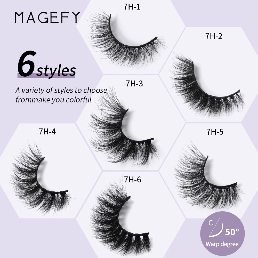 Bộ 7 cặp lông mi giả MAGEFY dày và cong tự nhiên nhiều phong cách và kích cỡ