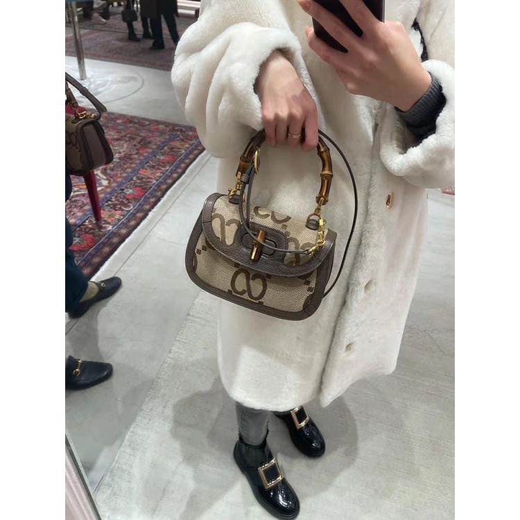 Túi xách Gu quai trúc dáng bầu size 20 Fullbox/Túi đeo chéo Gu Bamboo Fullbox size 20