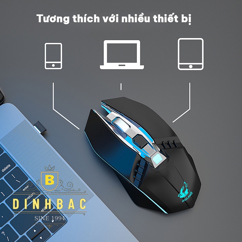 Chuột không dây bluetooth và wifi kết nối đa thiết bị pin sạc chống ồn