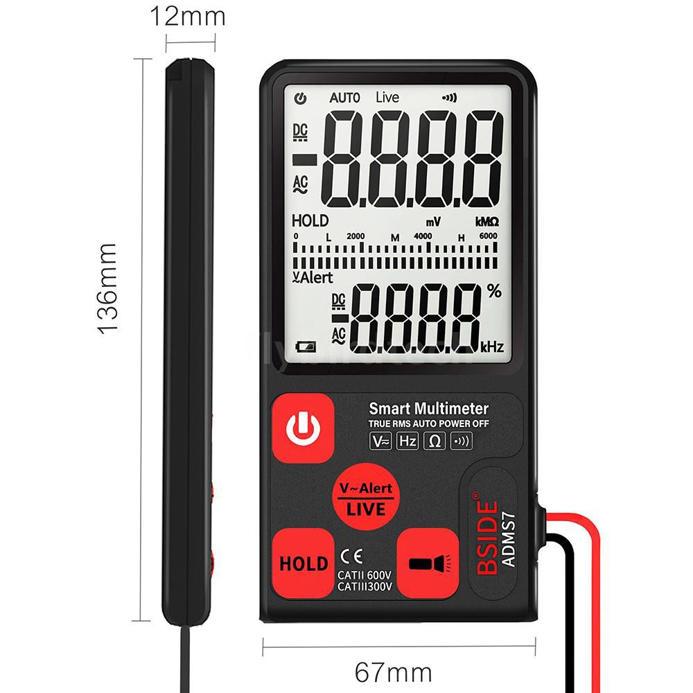 Đồng hồ đo điện áp thông minh đa năng kỹ thuật số ADMS7 AC/DC với màn hình hiển thị LCD