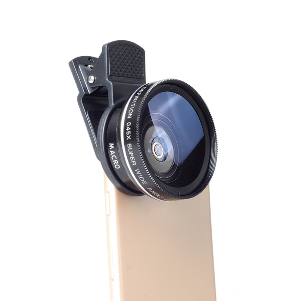 Bộ ống kính,lens apexel chụp ảnh cho điện thoại 2 in 1, góc rộng và macro,APL-0.45WM