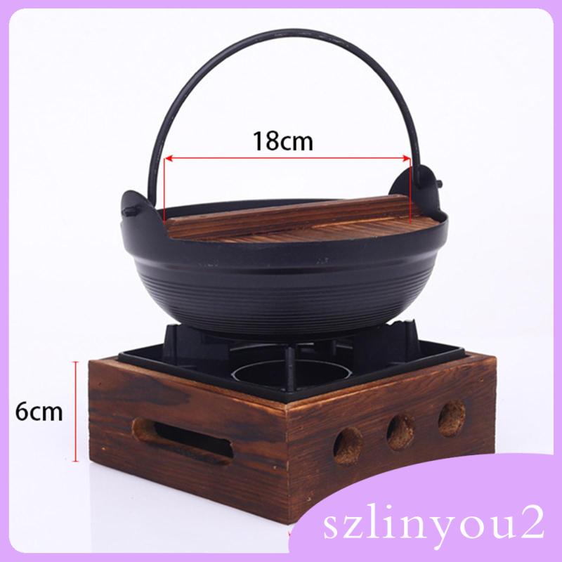 Chảo Gang / Nồi Hầm Sukiyaki Nhật Bản Có Móc Treo Bằng Gỗ szlinyou2