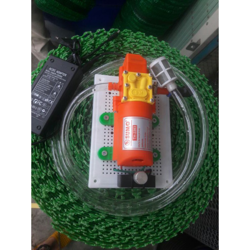 Bộ phun sương tưới cây, làm mát, đầy đủ chi tiết, có tăng áp, đã lắp ráp hoàn chỉnh - Trọn bộ (mua về sử dụng ngay)
