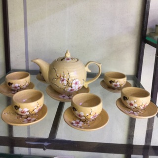 Bộ ấm chén hoa anh đào đẹp độc lạ kiểu dáng vuông lạ mắt....