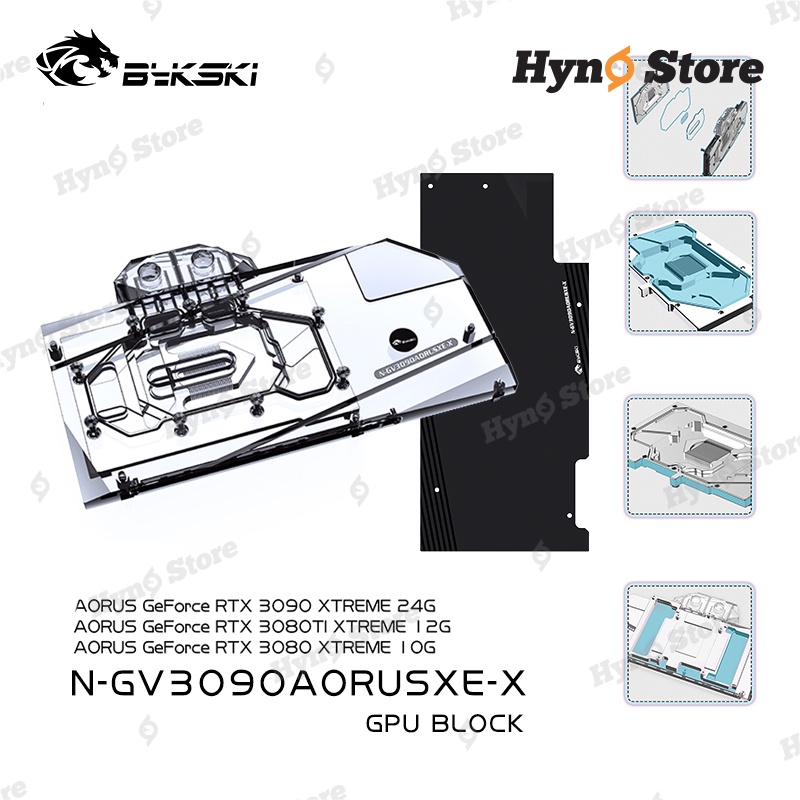 Block tản nhiệt nước VGA Gigabyte 3090 AORUS EXTREME tản nhiệt nước custom - Hyno Store
