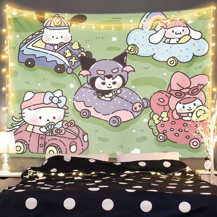 Thảm Vải Treo Tường Trang Trí Hình Kuromi Cinnamon Dog Dễ Thương
