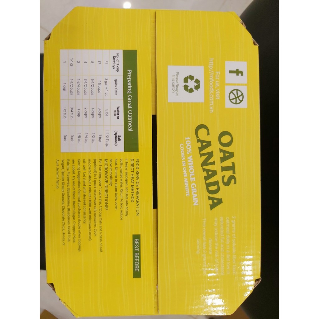 Yến Mạch CANADA OATS ( Nguyên hạt cán Mỏng ) Thùng 4,52Kg | BigBuy360 - bigbuy360.vn