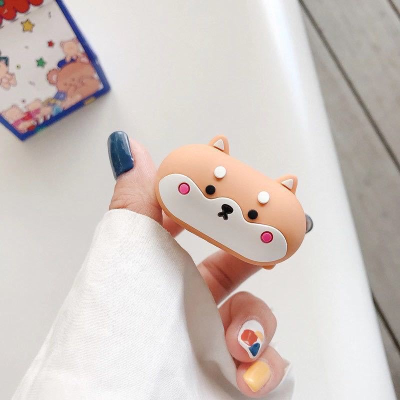 ✔️Case Vỏ Bọc Airpod 2 Đựng Tai Nghe Airpods 1 2 Pro chó Shiba nằm Chất Liệu Silicon Cao Cấp Cực Xinh