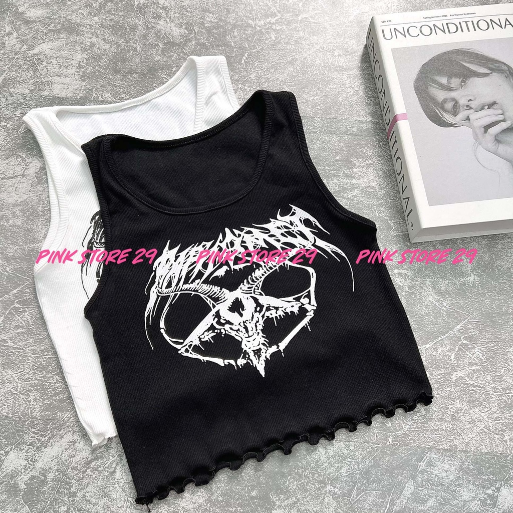 Áo Ba Lỗ Croptop alohashop91 Dáng Ôm Body In Hình Táo Bạo