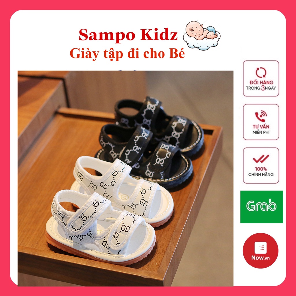 Sandal tập đi cho bé đế mềm chống trơn trượt có kèn kêu tít tít