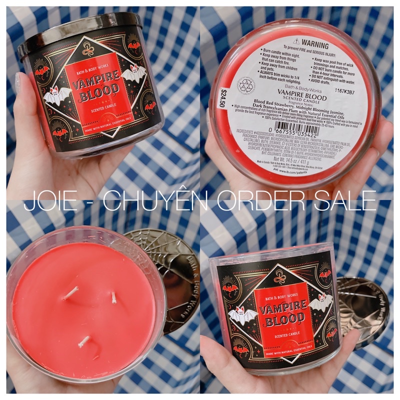 NẾN THƠM BATH &amp; BODY WORKS 3 BẤC 411 GRAM - HƯƠNG VAMPIRE BLOOD