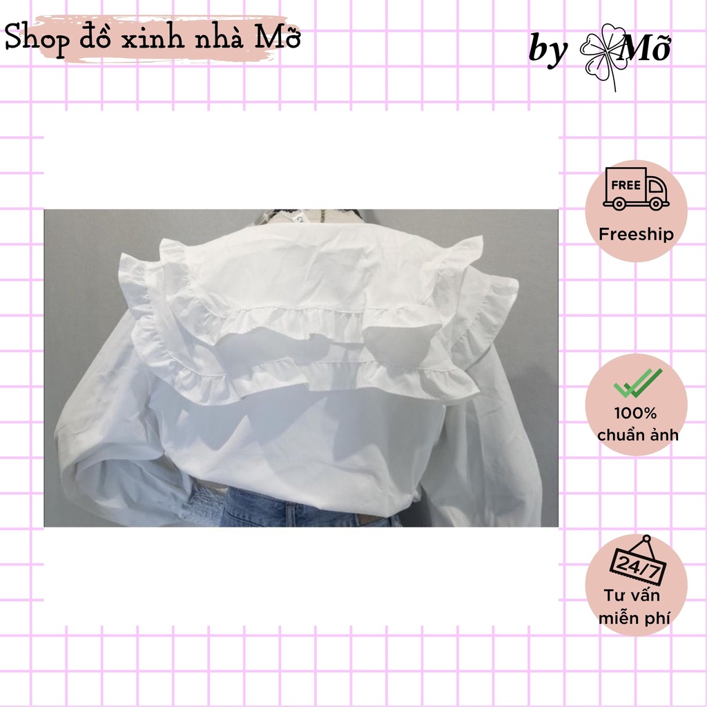 Áo sơ mi cổ bèo chất đũi mềm 2 màu phong cách ulzzang vintage hàn quốc siêu xinh