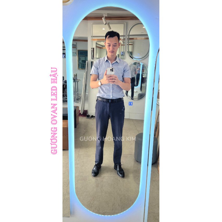 Gương led toàn thân hình oval treo tường tính năng led hậu 3 màu kích thước 60x170cm BẢN TIÊU CHUẨN guonghoangkim