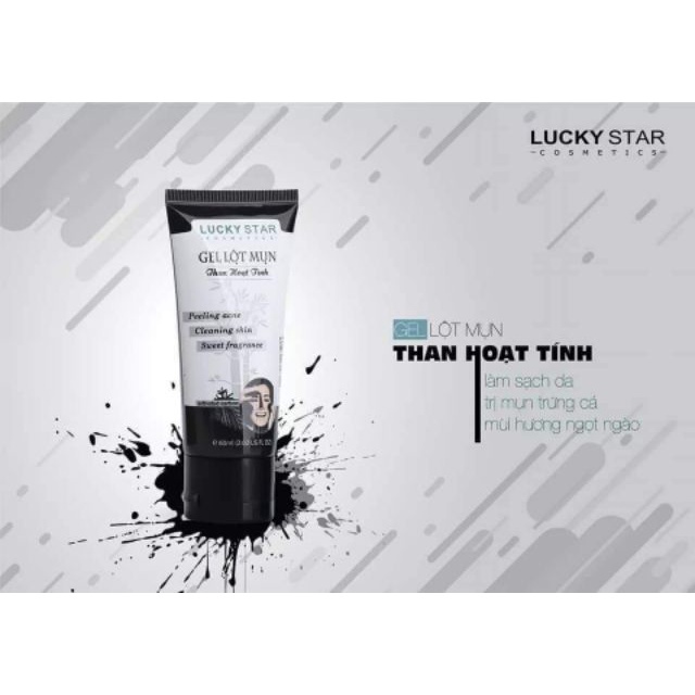 Gel lột mụn đầu đen Lucky Star than hoạt tính trà xanh thiên nhiên làm sạch bã nhờn thải độc da Linh Giang chính hãng