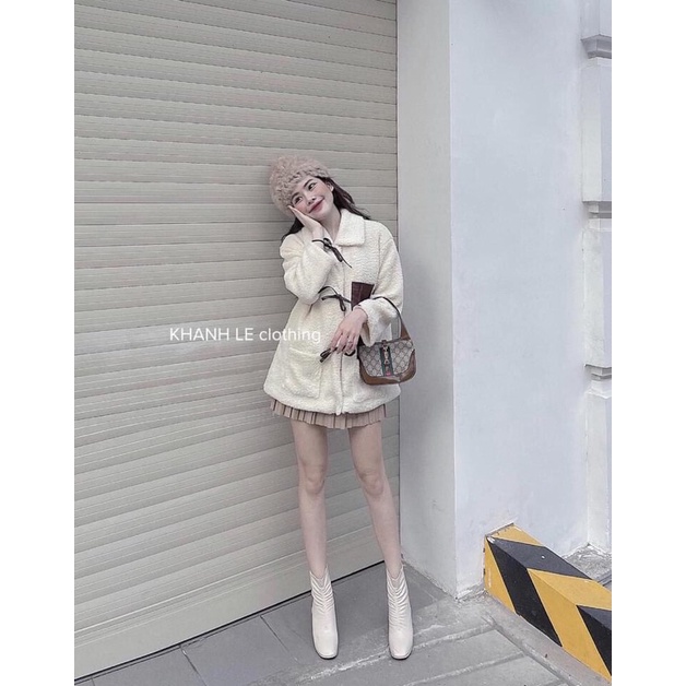 Áo lông cừu khuy nơ xinh xắn