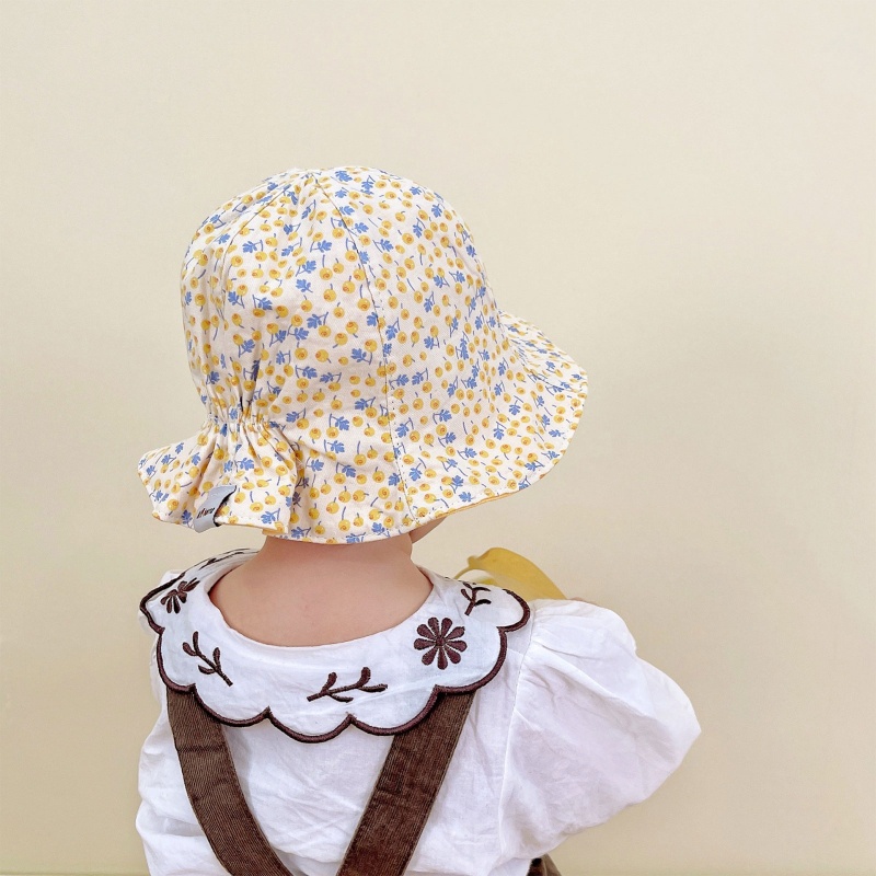 Nón Bucket Hai Mặt Họa Tiết Hoa Thời Trang Đi Biển Mùa Hè Cho Bé