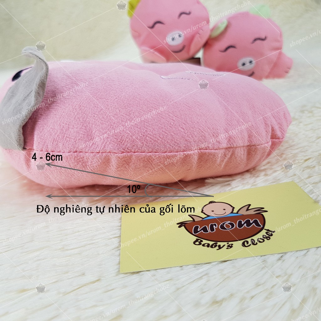 Bộ gối nằm lõm kèm gối ôm cho bé sơ sinh hình thú Cotton Cara