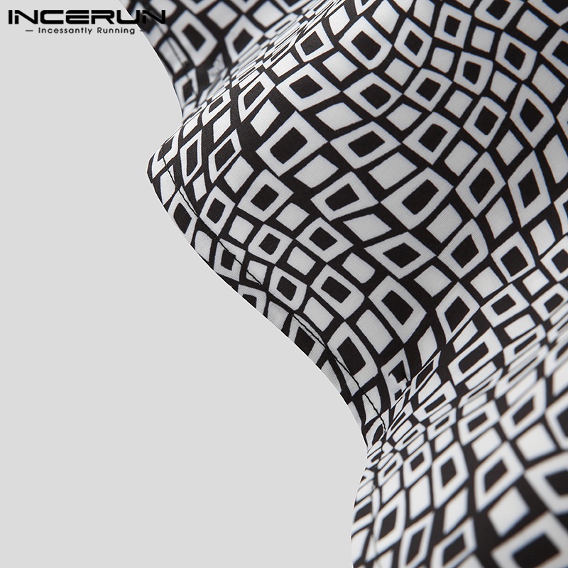 Áo sơ mi INCERUN ngắn tay dáng rộng họa tiết hoa phong cách vintage cho nam