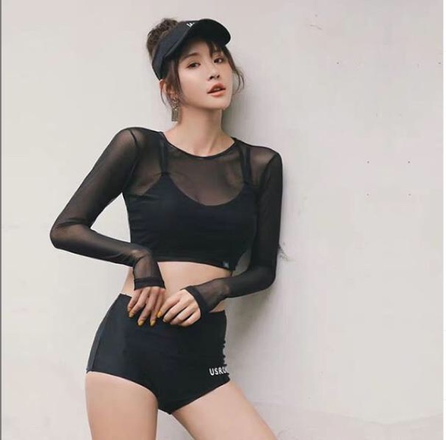 Bộ bơi bikini tay dài phối ren quyến rũ