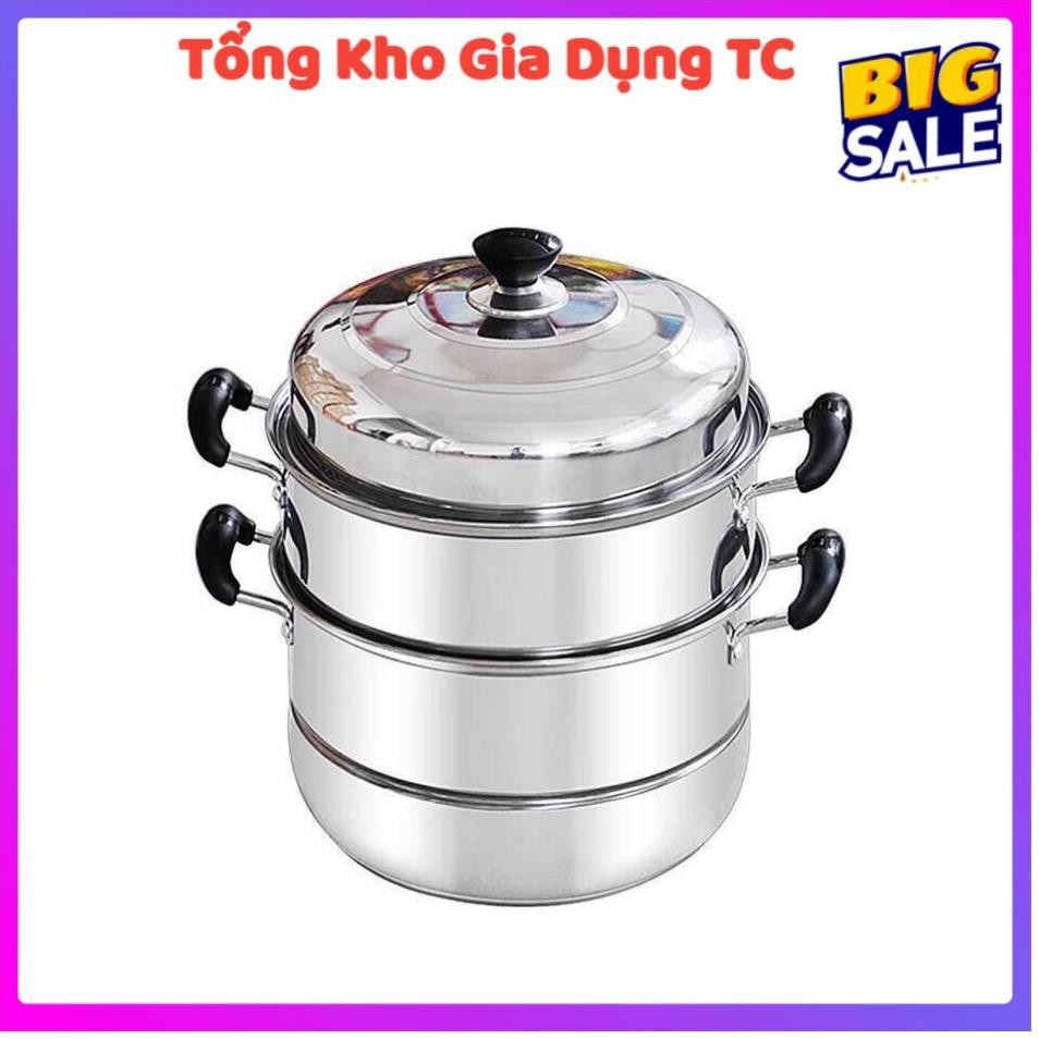 Nồi hấp xửng hấp 3 tầng hấp gà xôi bánh bao chất liệu inox cao cấp size 28cm dùng được bếp từ