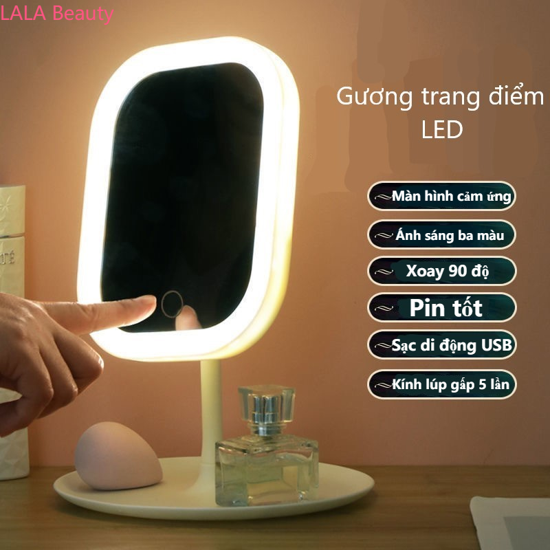 Gương Trang Điểm Có Đèn Led Để Bàn Có Thể Gấp Gọn Tiện Dụng