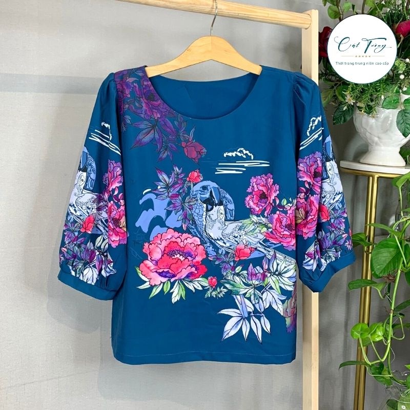 Áo kiểu trung niên Sang 1 kiểu dáng thiết kế đặc biệt sang trọng, quà tặng cho mẹ, cho bà - Thời trang Cát Tường