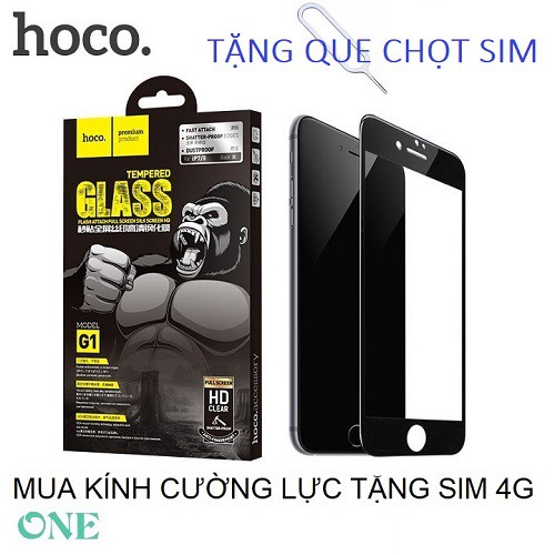 Kính cường lực hoco 3D chính hãng cho ip7 ip8 tặng que chọt sim