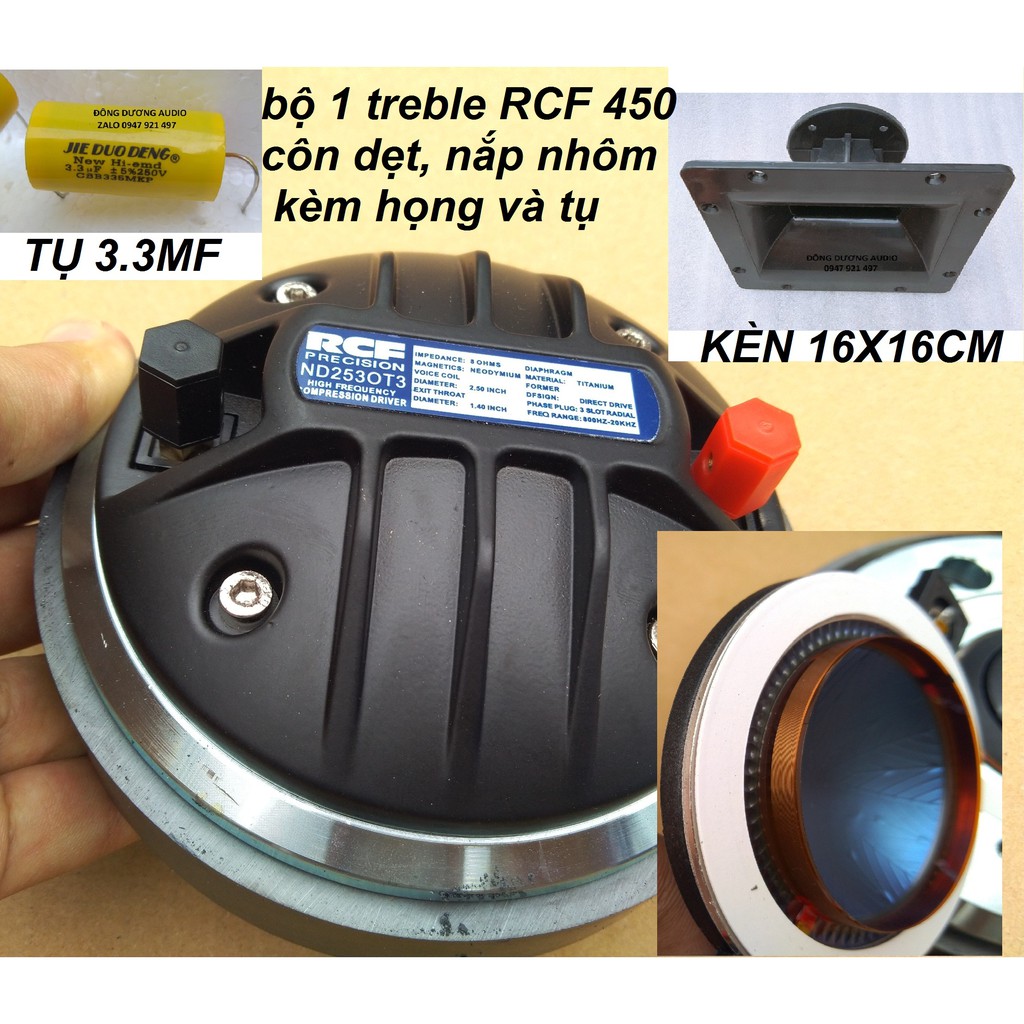 COMBO LOA TREBLE RỜI 1 KÈN 450 RCF NẮP NHÔM COIL DẸT + 1 HỌNG 16X16 VÀ TỤ 3.3MF