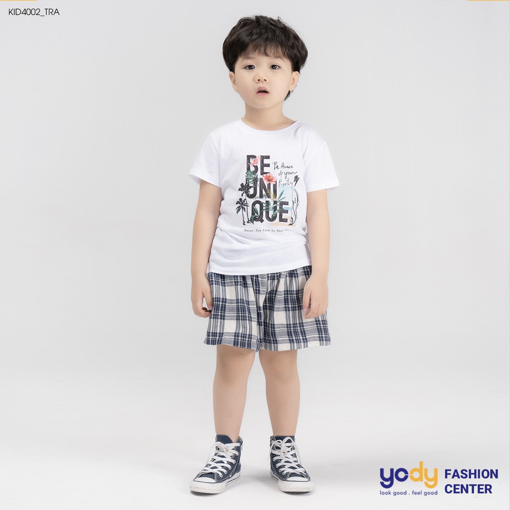 Áo phông trẻ em YODY cotton in chữ đi biển thoải mái mát mẻ KID4002