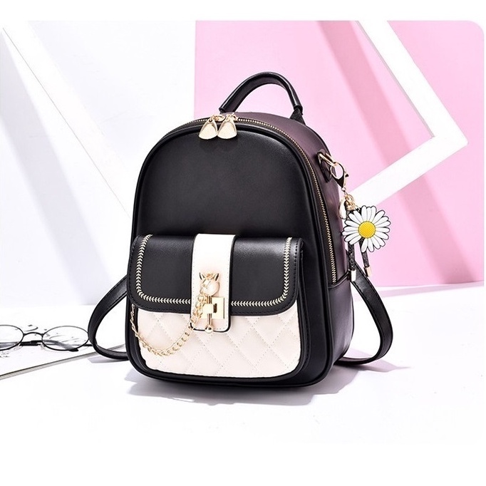 Balo Nữ Thời Trang Hoa Cúc Khóa Hồ Ly BL16 Màu Đen