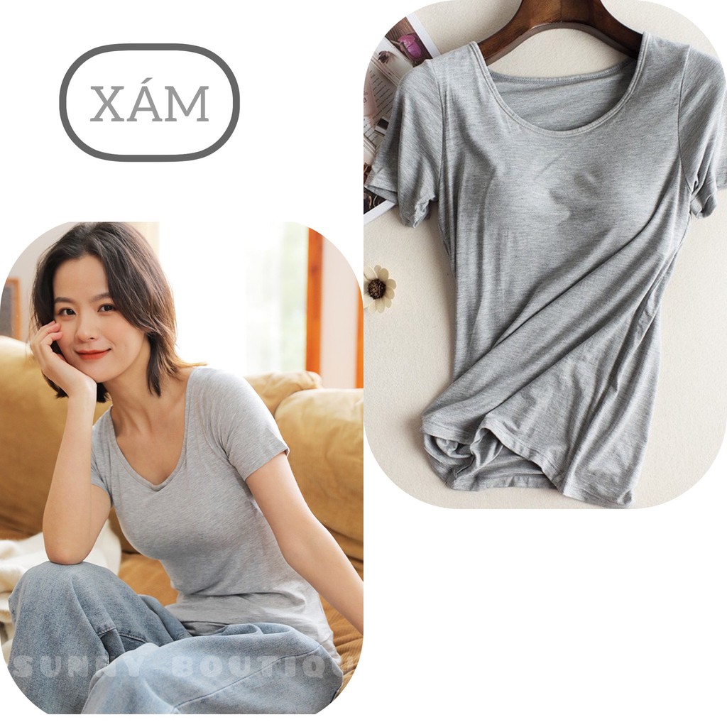 Áo Phông Nữ Có Mút Đệm Ngực💚FREESHIP💚Chất Vải Đẹp, Có 6 Màu