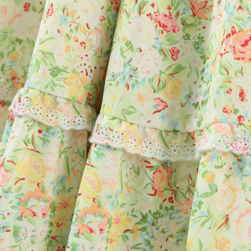 Đầm Zara hoa nhí dáng xòe maxi DH1NXG93N10