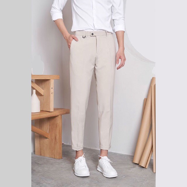 Quần Tây Kem Kiểu Dáng Hàn Quốc, Phong Cách Trẻ Trung, Tôn Dáng Tăng Chiều Cao , Mang Đến vẻ Lịch Lãm Sang Trọng